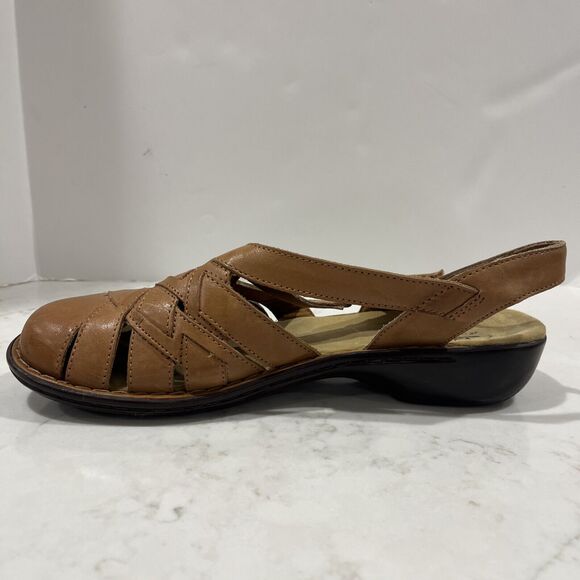 Clarks Womens Bendables Leather Comfort Sandals Light Brown Slingback Sz 10 - Picture 5 of 12